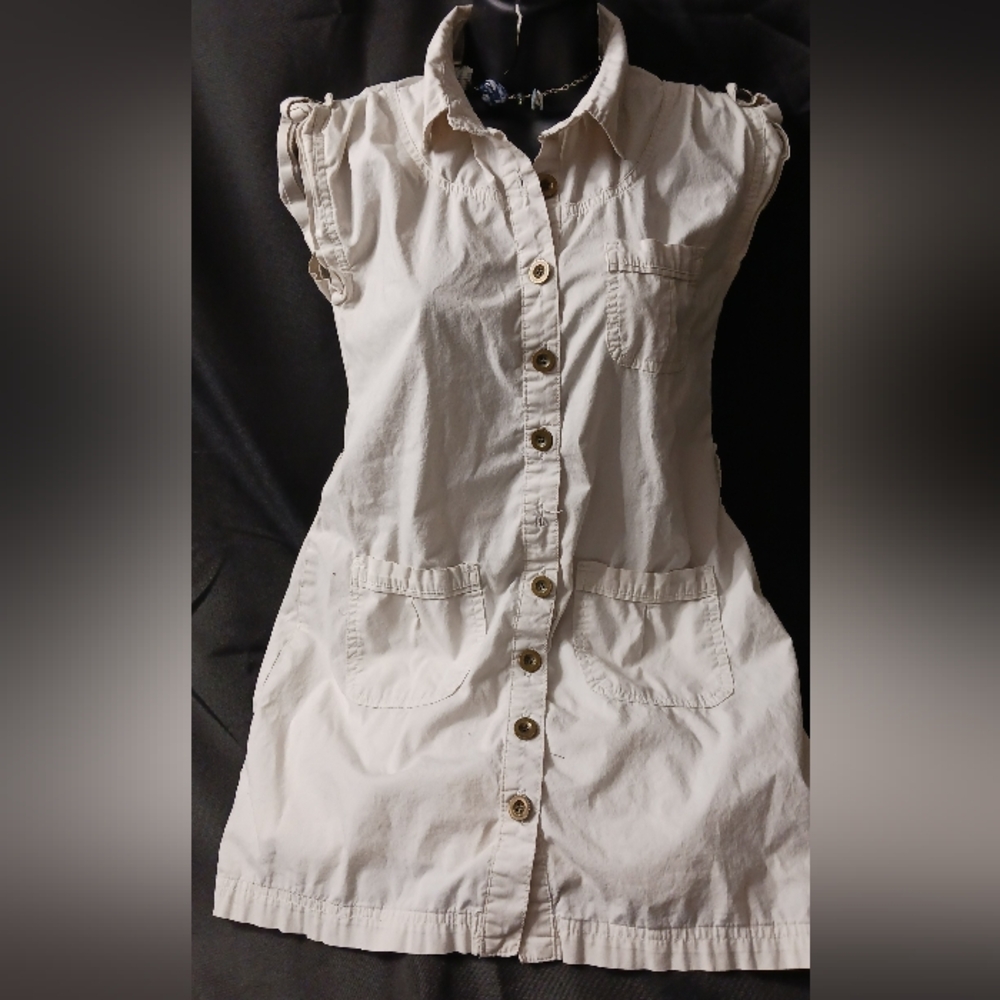 Girls' Cream Button-Up Dress Sz 14